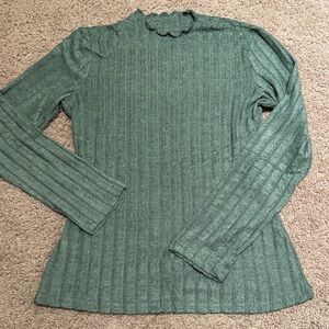 Zeagoo Ribbed Long Sleeve Top in Green
